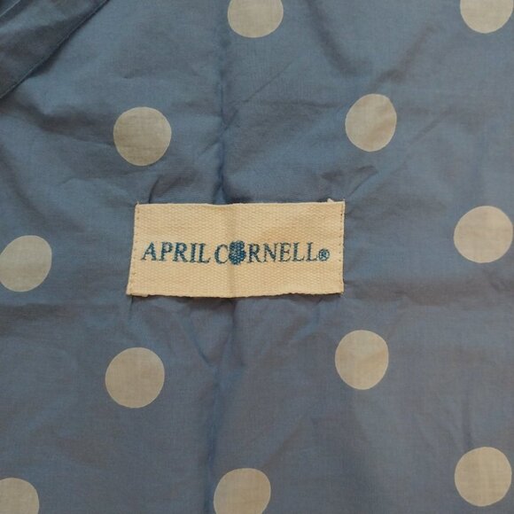 April Cornell Blue Polka Dot Tote Bag Cotton Boho Cottagecore Eco Friendly - Picture 2 of 5